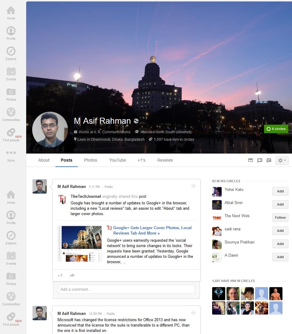 Google+ Cover Photos Updated With Super Big Size Image  [Size & Dimension Details]