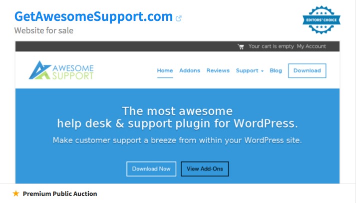 WordPress Support Plugin Business For Sale: GetAwesomeSupport.com